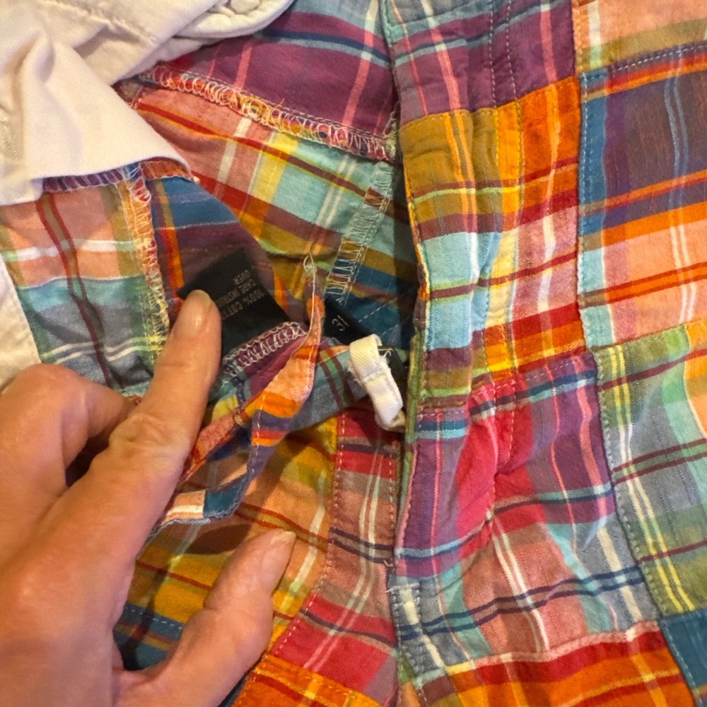 Polo Ralph Lauren Plaid Madras Patchwork Utility Cargo Shorts Hampton 31 - Picture 6 of 7